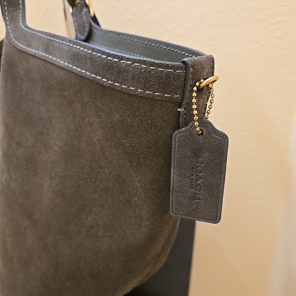 Coach Suede Gramercy Buckle Detail Oversized Slouchy Tote Bag - Picture 9 of 14
